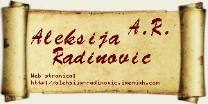 Aleksija Radinović vizit kartica